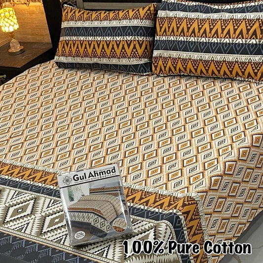 LUXURY KING SIZE PURE COTTON PRINTED 3PC BEDSHEET