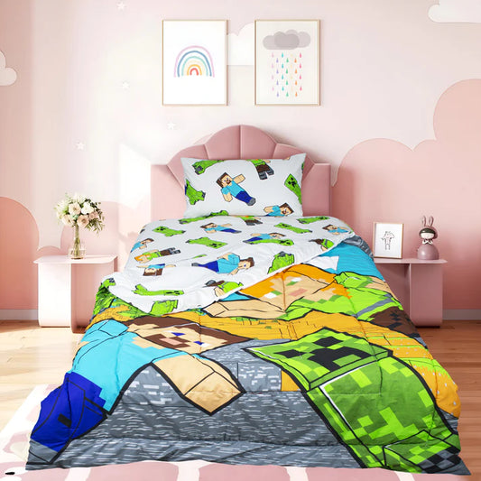 Minecraft - Exports Cotton Kids Printed Comforter Set 3 Piece