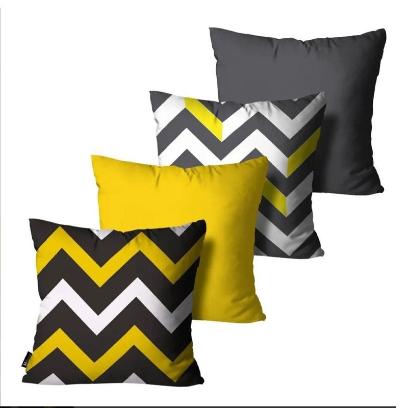 Yellow Decorative Cushion Covers Pack 4