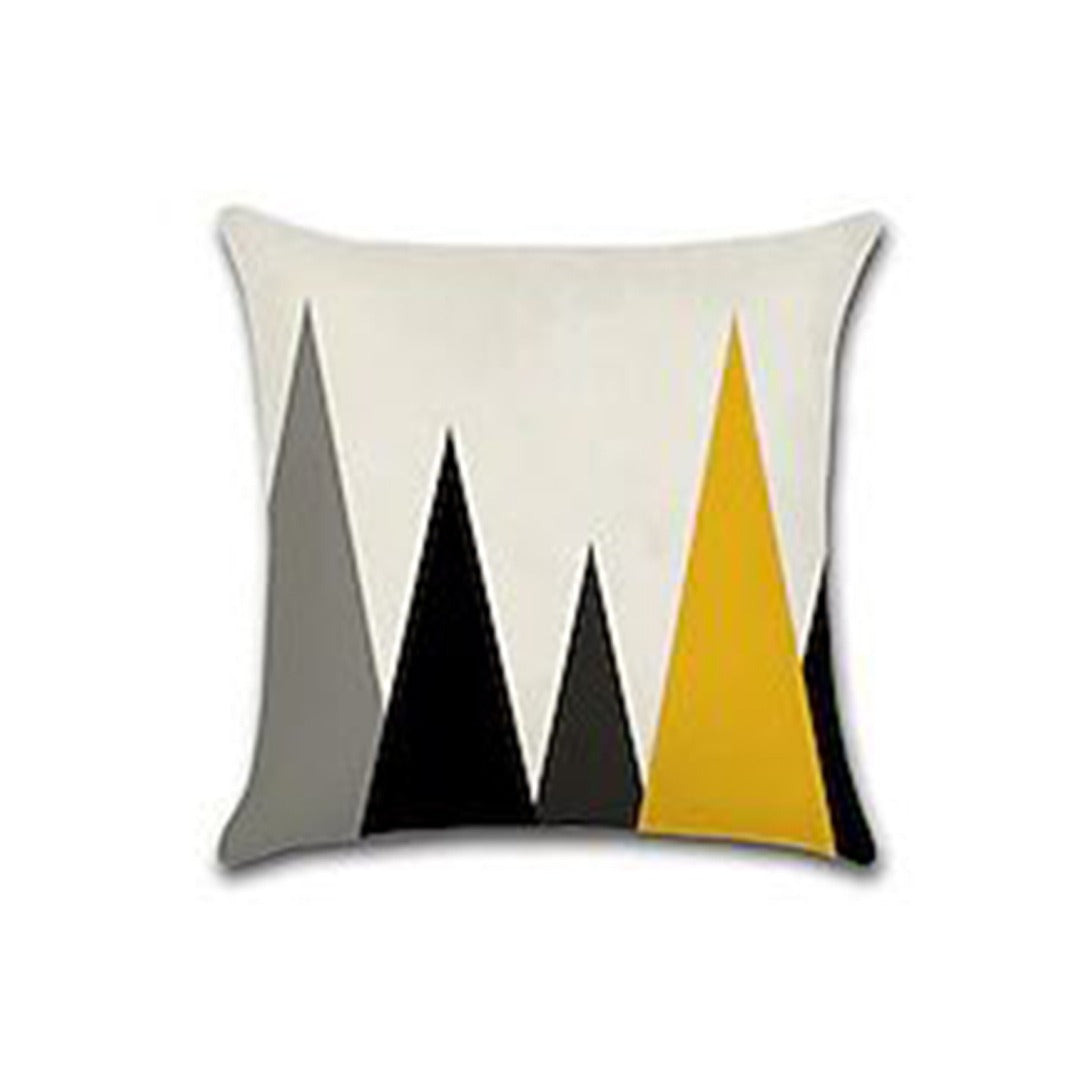 Yellow Grey Geometric Cushion Cover Pack 4