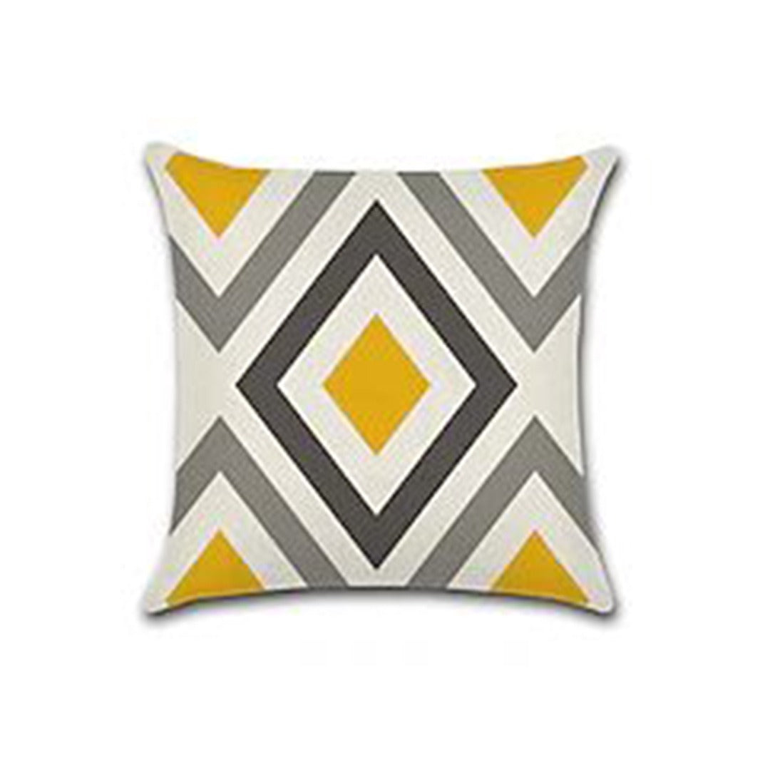 Yellow Grey Geometric Cushion Cover Pack 4