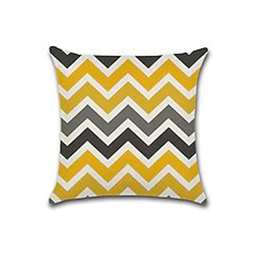 Yellow Grey Geometric Cushion Cover Pack 4